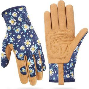 Women's Garden Weeding Work Gloves, Durable Leather and Coating